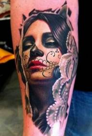 Modello di tatuaggio bella ragazza della morte