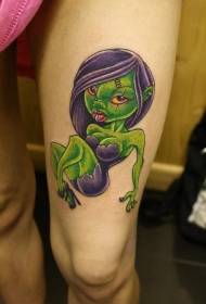 Midabka lugta yar ee gabdhaha midabka leh zombie tattoo tattoo