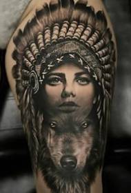 Set di 9 disegni di tatuaggi di una ragazza indiana