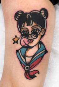 მულტფილმი თინეიჯერი გოგონას ტატუირების ილუსტრაცია - ულამაზესი სკოლების სტილის girly tattoo დიზაინის ნაკრები