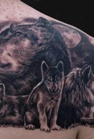 Back Back model i tatuazheve të familjes së ujkut