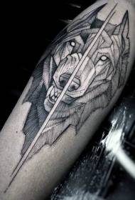 Motivo tatuaggio lupo linea geometrica
