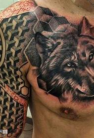 Modello di tatuaggio lupo astratto petto