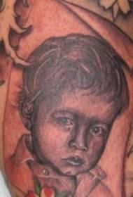 Kleine jongen portret zwart tattoo patroon