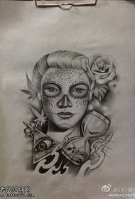 Maschera del manoscritto del tatuaggio della clessidra dell'occhio del dio della ragazza