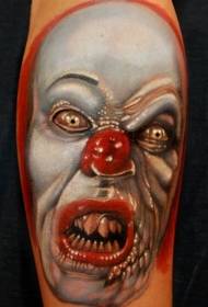 Scary half clown half monster tattoo pattern