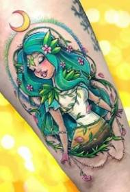 Farverig japansk stil komisk pige stil tatoveringsbillede billede