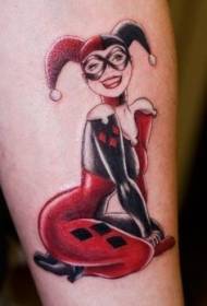 Modello di tatuaggio ragazza pagliaccio nero rosso
