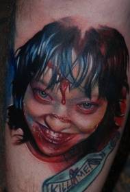 Modello di tatuaggio ragazza raccapricciante di colore delle gambe
