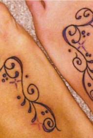 Foot symbolizing girlfriends friendship totem tattoo pattern