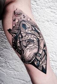 Arm kleur geometrische stijl wolf tattoo patroon