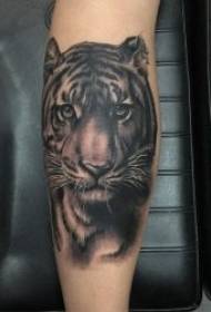 Imaxe da cabeza de tigre tatuaje múltiple feroz patrón de tatuaxe de cabeza de tigre dominante