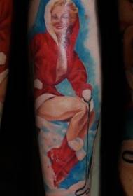 Τα πόδια πολύχρωμα τατουάζ κορίτσι αφίσα των Χριστουγέννων