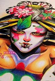 Креативна винтаге рукописна слика геисха тетоважа слика
