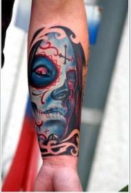 Arm color death god portrait tattoo na larawan ng tattoo