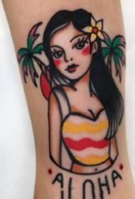 Pictiúr tattoo cailín beag sean-stíl scoile