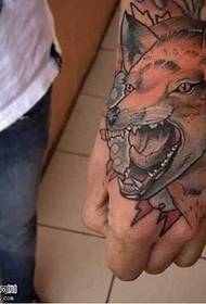 手の狼のタトゥーパターン