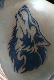 Back tribal wolf tattoo pattern