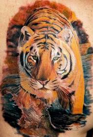 Watercolor tiger realistic tattoo pattern