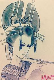 Foto di manoscritto tatuaggio geisha giapponese