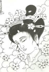 Kleine Japanse geisha tattoo manuscript patroon foto