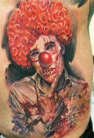Realistic red hair clown bloody tattoo pattern