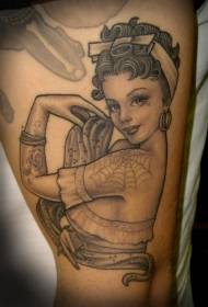 Veľké dievča krásne dievča portrét tetovanie vzor