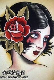 Modello di tatuaggio manoscritto ragazza europea e americana