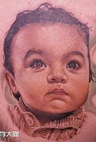Chest child portrait tattoo pattern