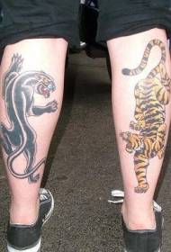 kruda kolora tigro kaj leoparda tatuaje-ŝablono
