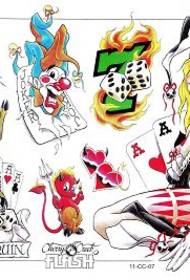 Cartoon little devil scorpion clown tattoo pattern