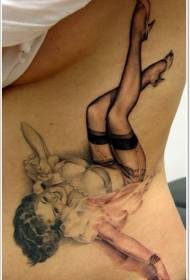 Χαριτωμένο κλασικό σέξι κορίτσι πλευρά τατουάζ μοτίβο
