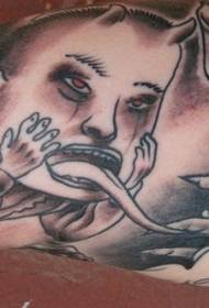 Ilgo liežuvio vaiko klouno tatuiruotės modelis
