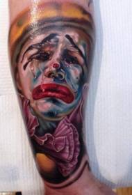 Krāsains asarojošs klauna tetovējuma raksts