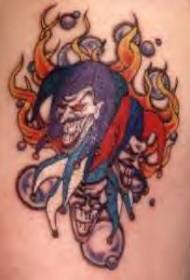 Axel färg clown tatuering i lågor