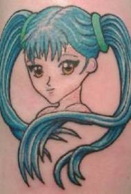 Modello di tatuaggio dipinto ragazza stile anime