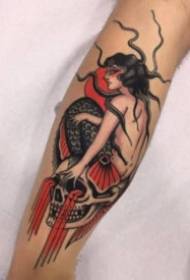 9 tatouages filles européenne et américaine oldschool rouges
