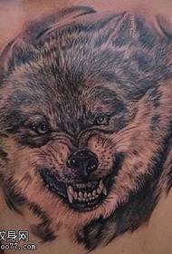 Motif de tatouage tête de loup arrière
