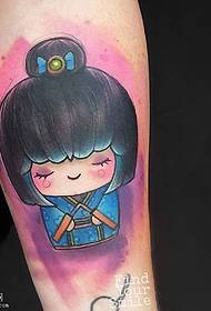 Mga sumbanan nga tattoo sa batang babaye nga cartoon