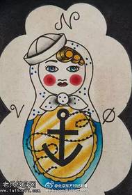 Padrão de tatuagem de manuscrito de boneca russa