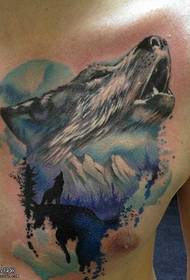Татуировка на груди волка