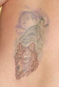 Brown and blue wolf head tattoo pattern