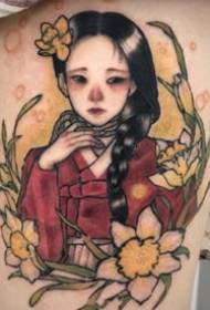 Tyttö -sarjatatuointikuvio -9 kappaletta korealaista tatuoijataiteilija Neondrugin luomistyttö -sarjatatuointikuvia