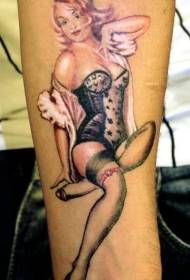 手臂彩色穿内衣的性感女孩纹身图片
