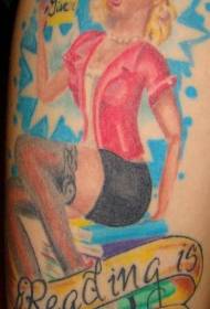 Leg color sexy girl tattoo pattern