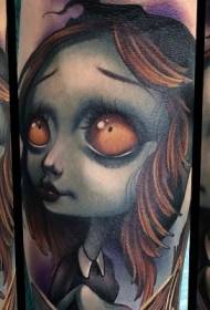Modello di tatuaggio ragazza zombie simpatico cartone animato