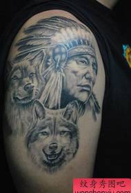 Modello tatuaggio lupo: braccio tatuaggio lupo indiano testa tatuaggio modello