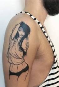 Creative girl's black tattoo pattern works