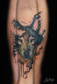 Arm watercolor wolf tattoo pattern