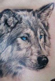 Prachtige blauwe eagen wolf tatoetmuster